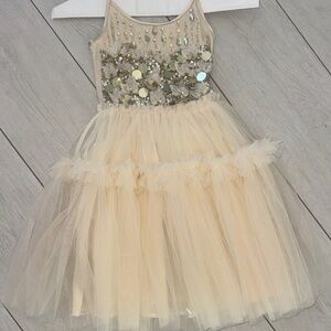 Tutu du monde Elegant Cream Tulle Dress with Sequin Details 6-7